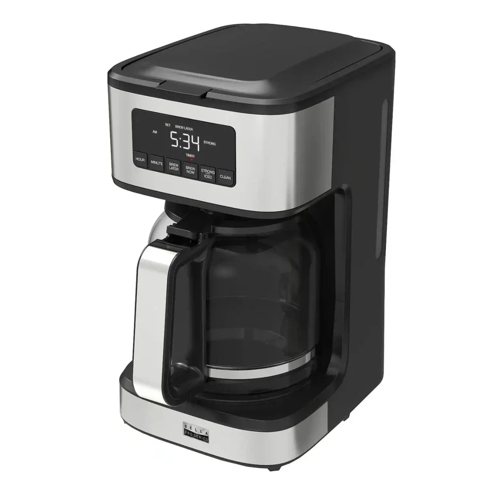 bella PRO 12-Cup Programmable Coffee Maker Stainless Steel Black LED Screen NEW